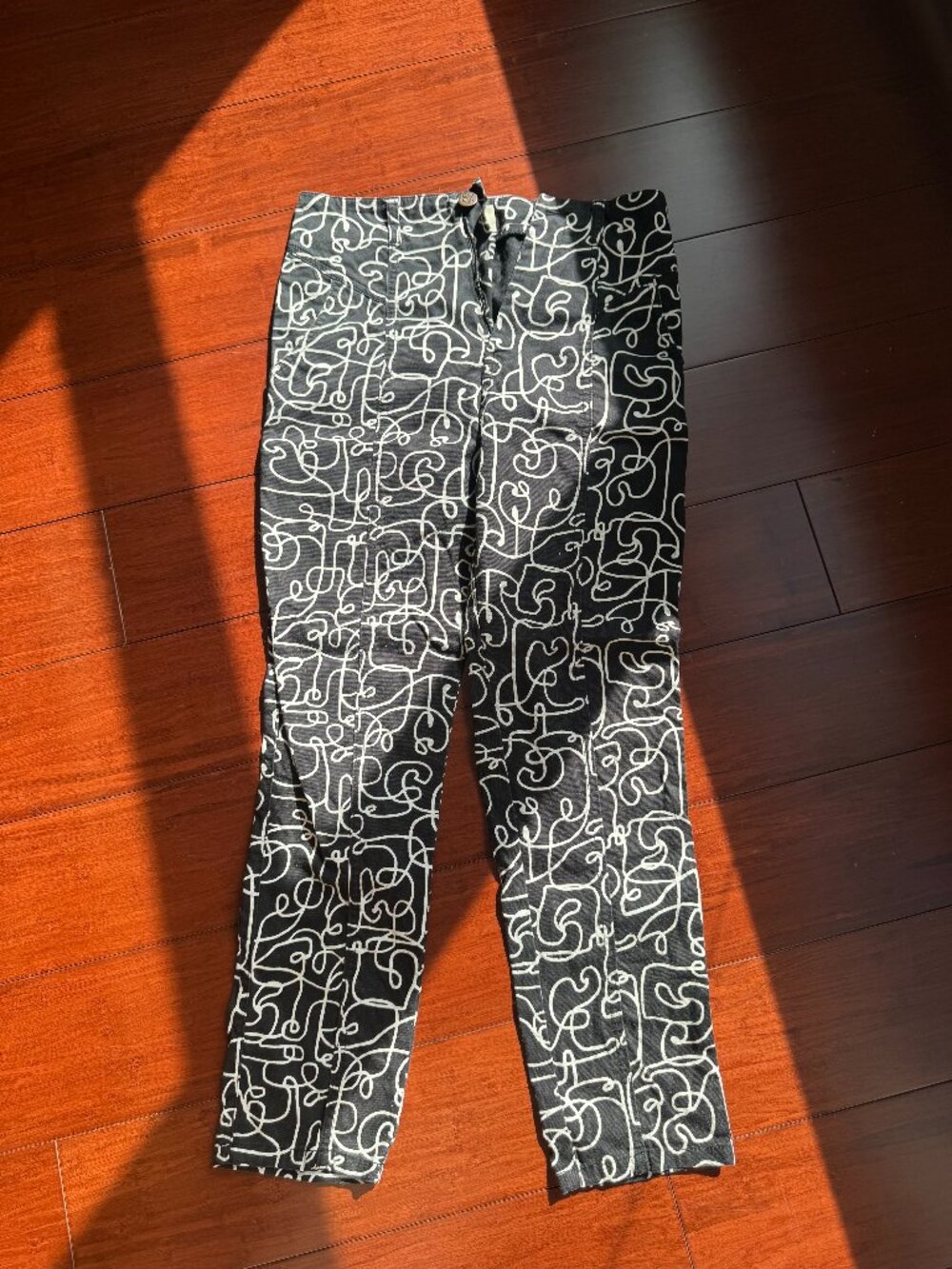 Lucy & Yak Camden Trousers Black White Squiggle Print Organic Cotton W26